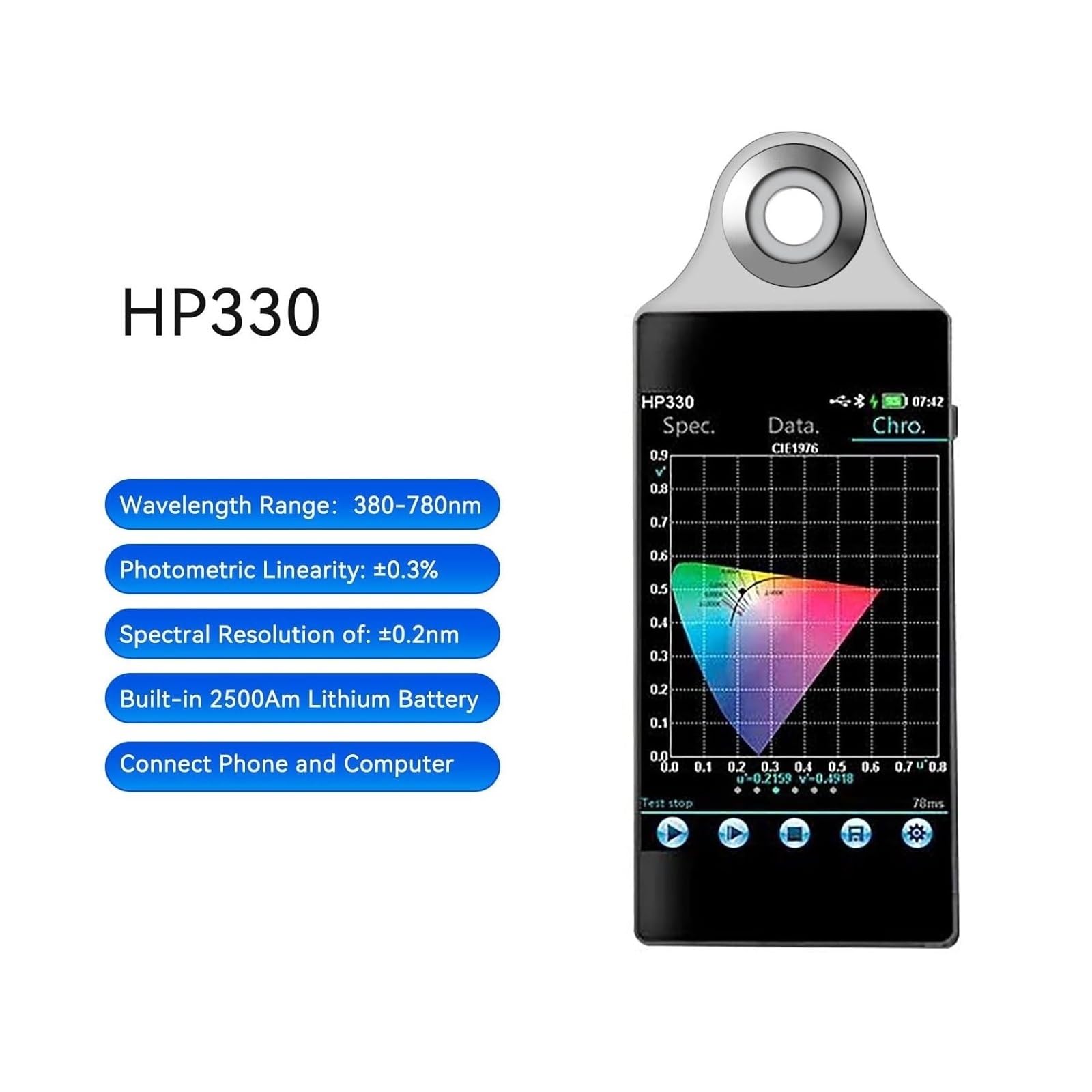 Espectrofotómetro, Espectrómetro Portátil Iluminómetro De Color Espectrofotómetro Medidor (HP330)