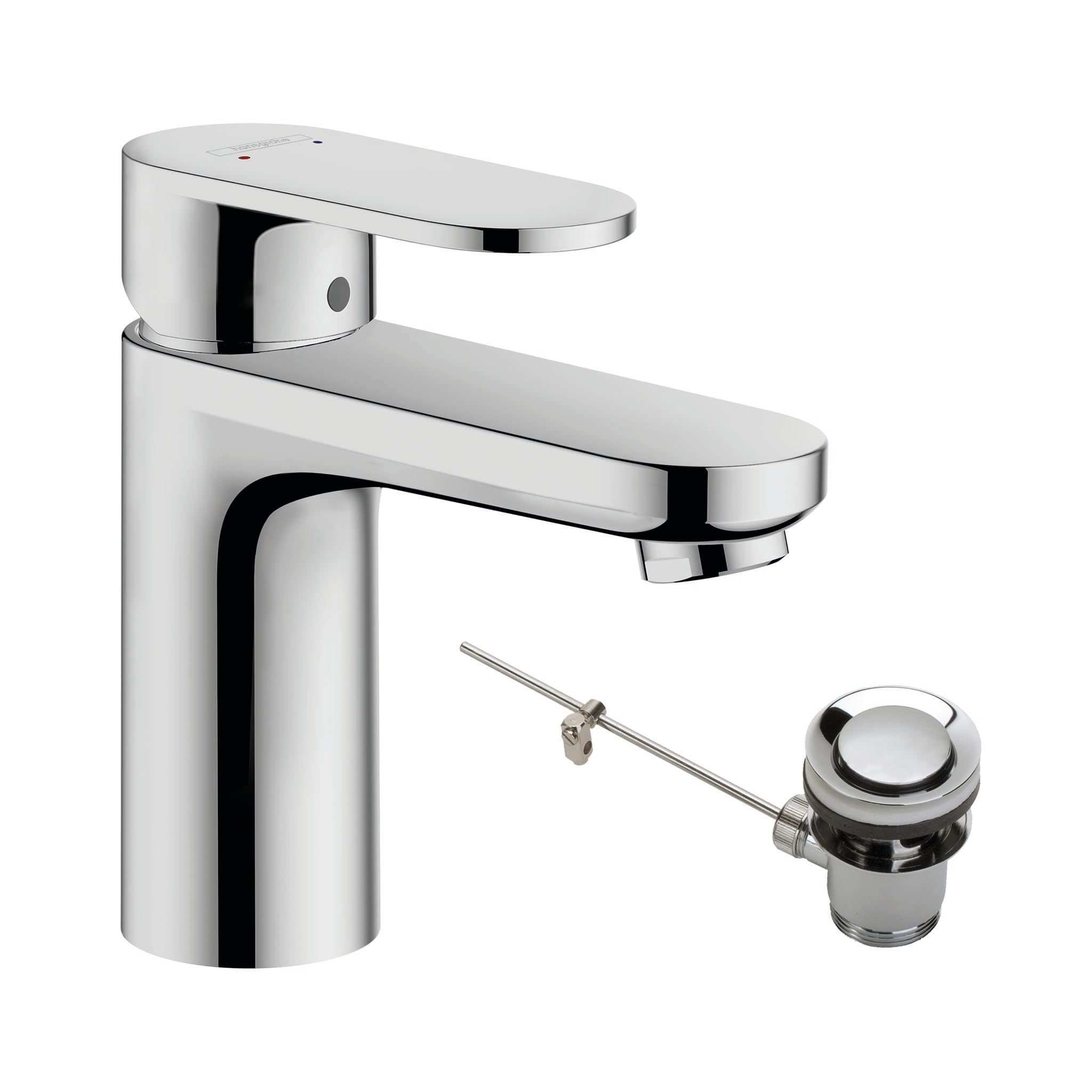 Vernis Blend Basin Mixer Tap 100 with metal pop-up waste set, chrome, 71559000