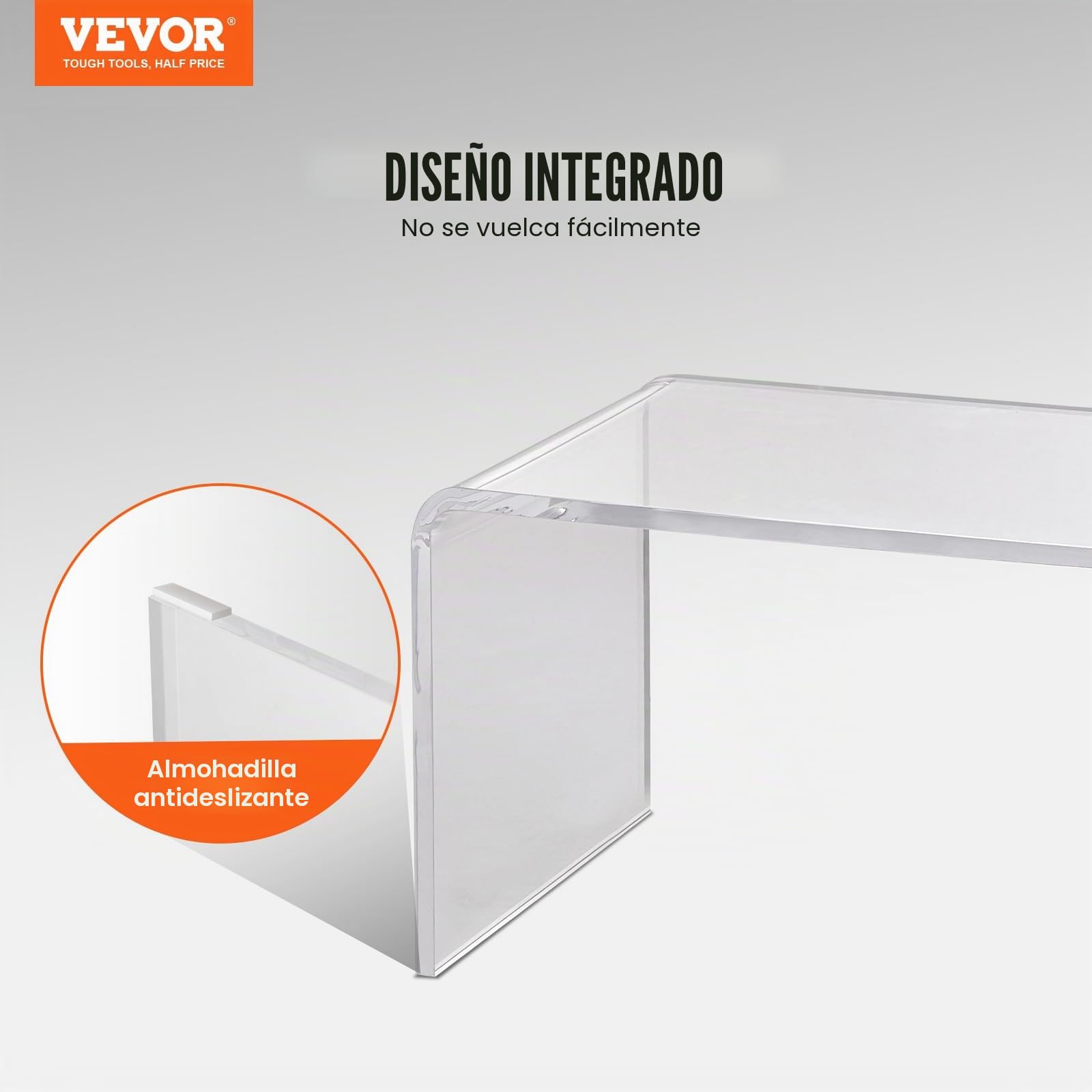 VEVOR Mesa de Centro de Acrílico Mesa Auxiliar 813x401x414 mm Extremo del Sofá de Acrílico Grosor de 20 mm Carga Máxima de 50 kg Mesa de Salón Almacenamiento Grande para Dormitorio Balcón Cafetería