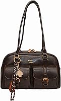 Sunaeset Vintage Brown Faux Leather Shoulder Bag for Women - Y2K Hobo Purse with Double Pockets & Buckle Details