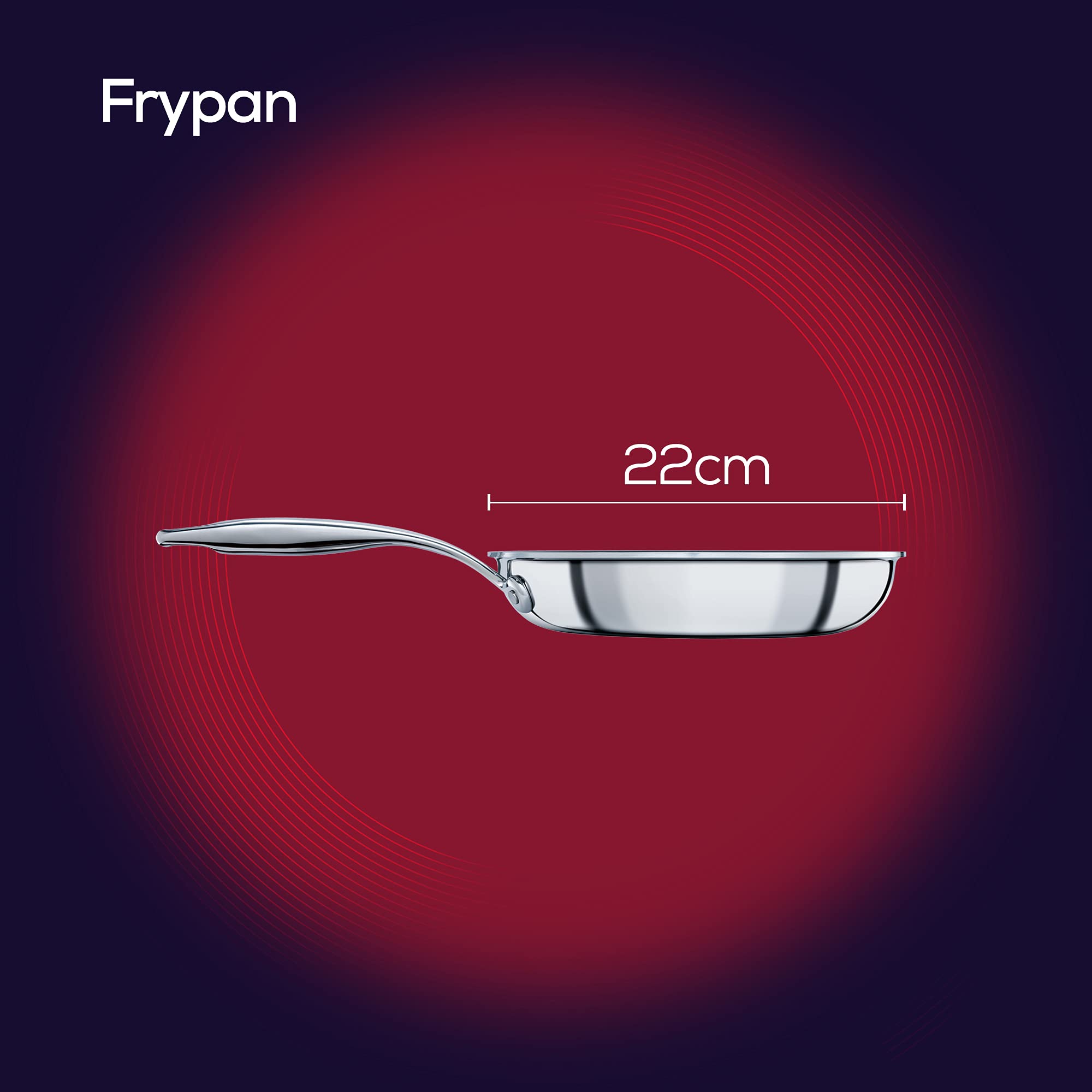 Circulon SteelShield Poêle à frire en acier inoxydable de 22 cm – Poêle à induction avec antiadhésif hybride, passe aux ustensiles en métal, passe au four et au lave-vaisselle
