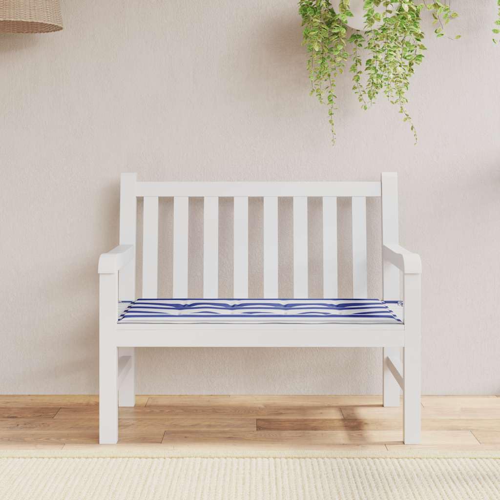 vidaXL Cuscino Panca Giardino Bianco e Blu 100x50x4 cm Tessuto Oxford