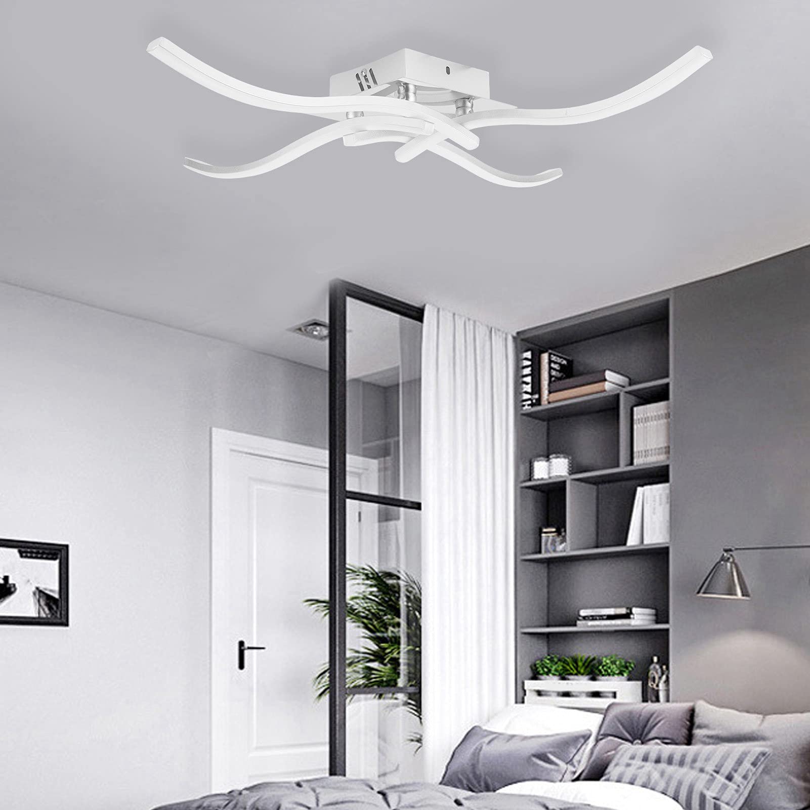 Hyuduo 140 LED Wavy Silicone Ceiling Light, Curved Aluminum Frame