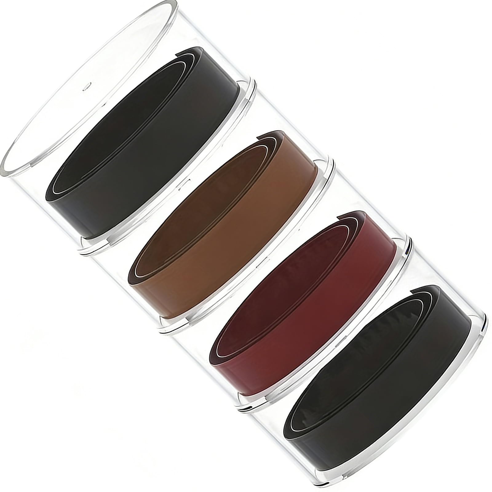 Kaeltsyn Clear Acrylic Belt Holder Featuring 3 Stacking Sections and Closure Mechanism Compact Belt Storage Case