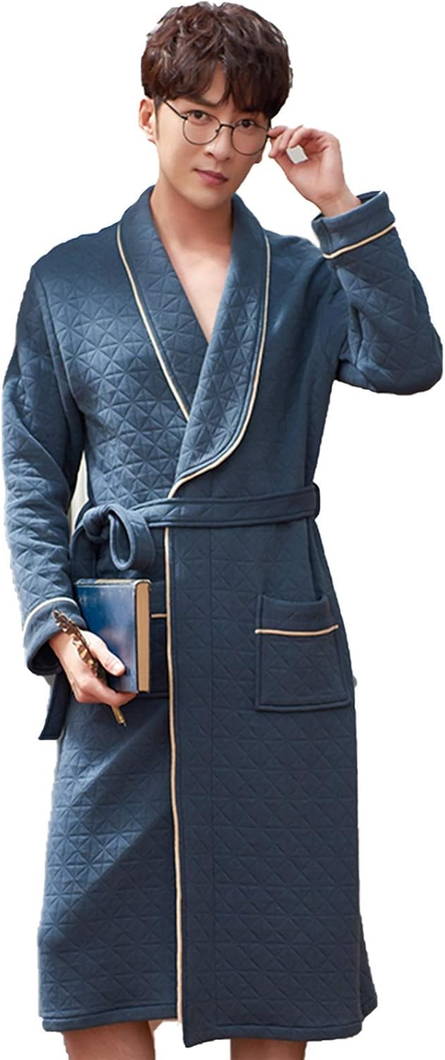 バスローブメンズドレッシングガウンバスローブ 女性用高級バスローブメンズレディースコットン居心地の良い柔らかく厚く暖かいロングローブパジャマ メンズバスローブバスローブ着物ナイトガウン Durandcup In