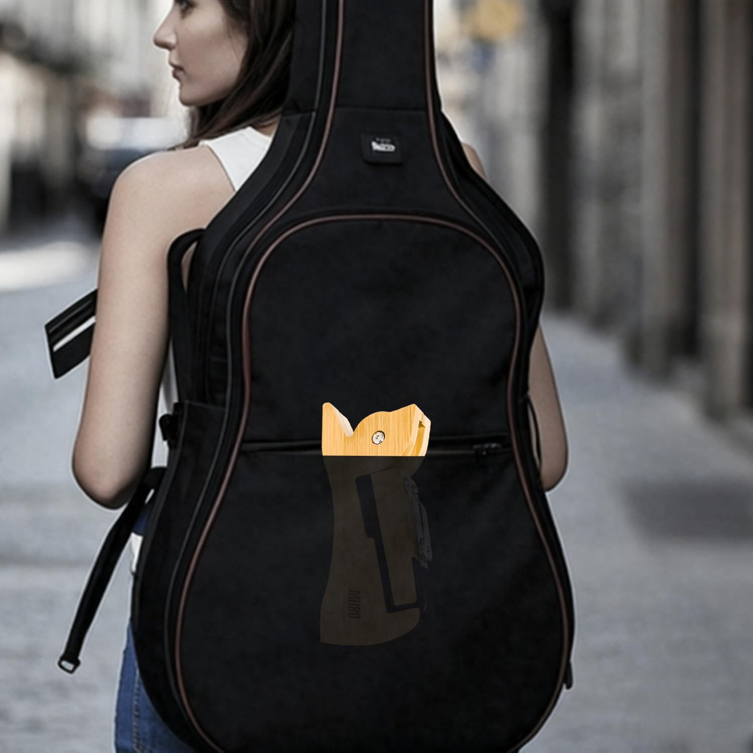 MUSO Gitarrenständer Stativ Verstellbar Klassischer Holzständer Universal für Akustik und Bass E-Gitarren Klappboden Reiseständer Kleiner Einzelhalter