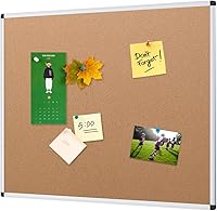 VIZ-PRO 36x24 Inch Cork Bulletin Board with Silver Aluminum Frame - Self-Healing Cork for Office Home School Pins
