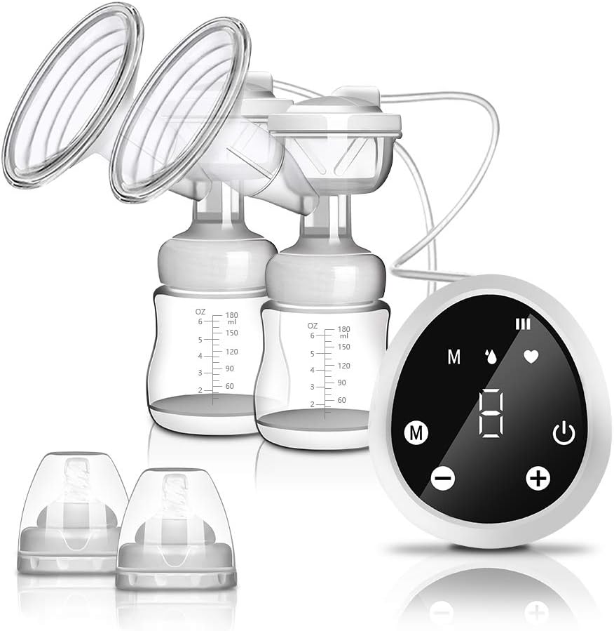 OuTera Double Electric Breast Pump Double Electric Breast Feeding Pumps Hand-Free & Rechargeable Portable Breast Pump with High Definition Display, Pain Free, Strong Suction