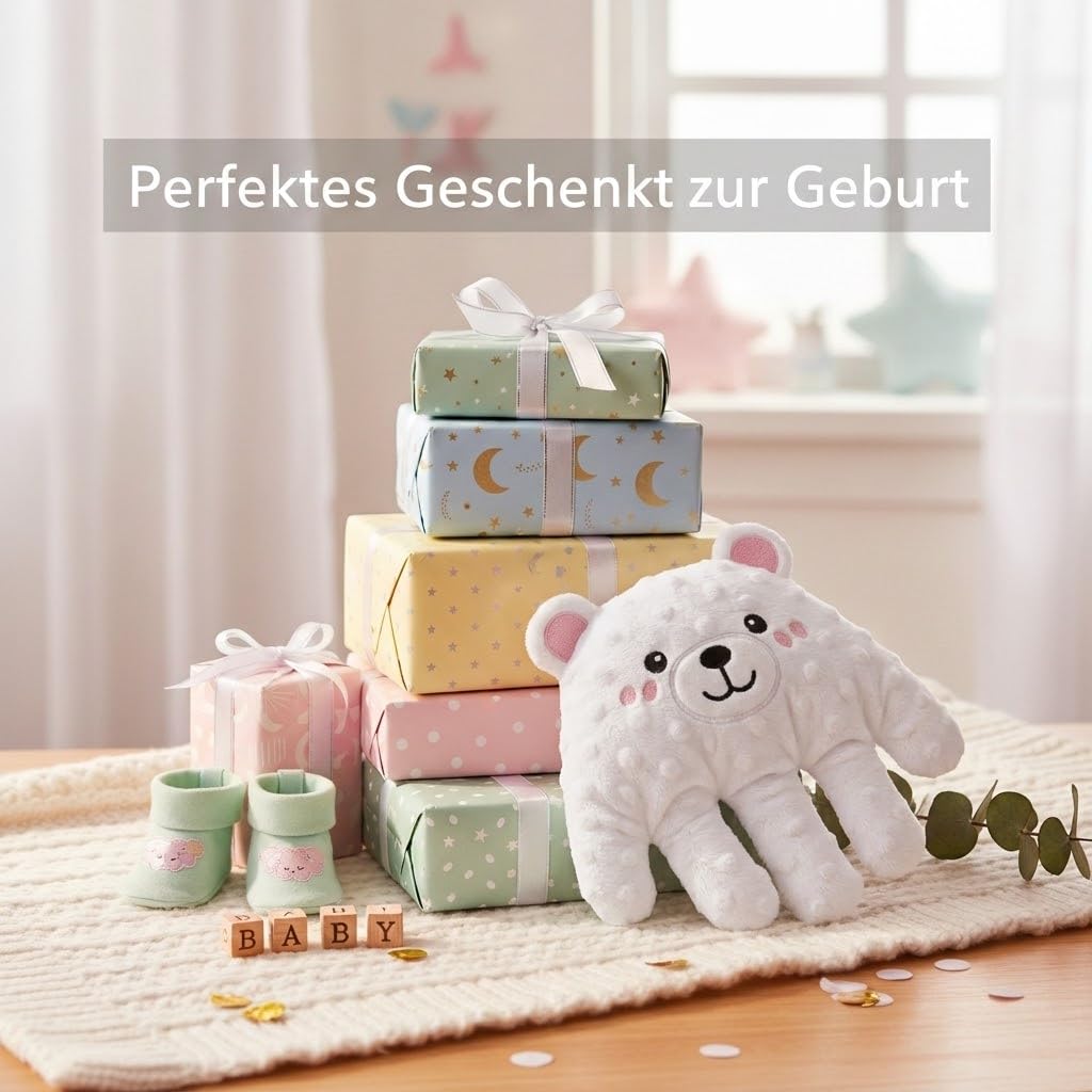 H.V. 3-in-1 Weißer Bär | Plüschtier mit Bewegungsfunktion & Fernbedienung | Abnehmbares Wärmekissen | Waschbarer Bezug | Atmungsaktive Materialien