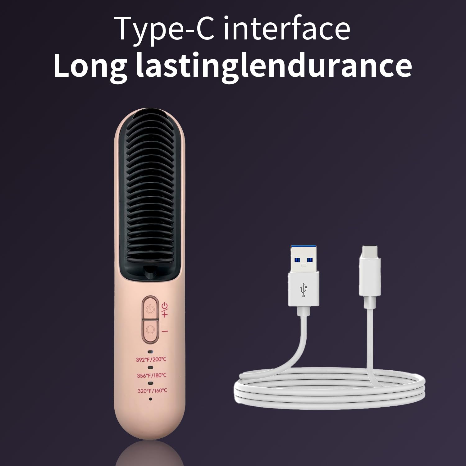 Cordless Curling Wand & Straightener 2-in-1,Type-C Fast Charging,Ceramic & Ionic Tech, Pink, 43 cm (width) - Image 2