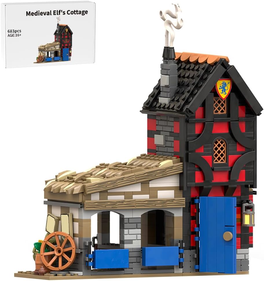 Medieval Lion Knights Modular Town Gate Building Kit, Modular Street Scene Series Building Blocks Set (755PCS+)