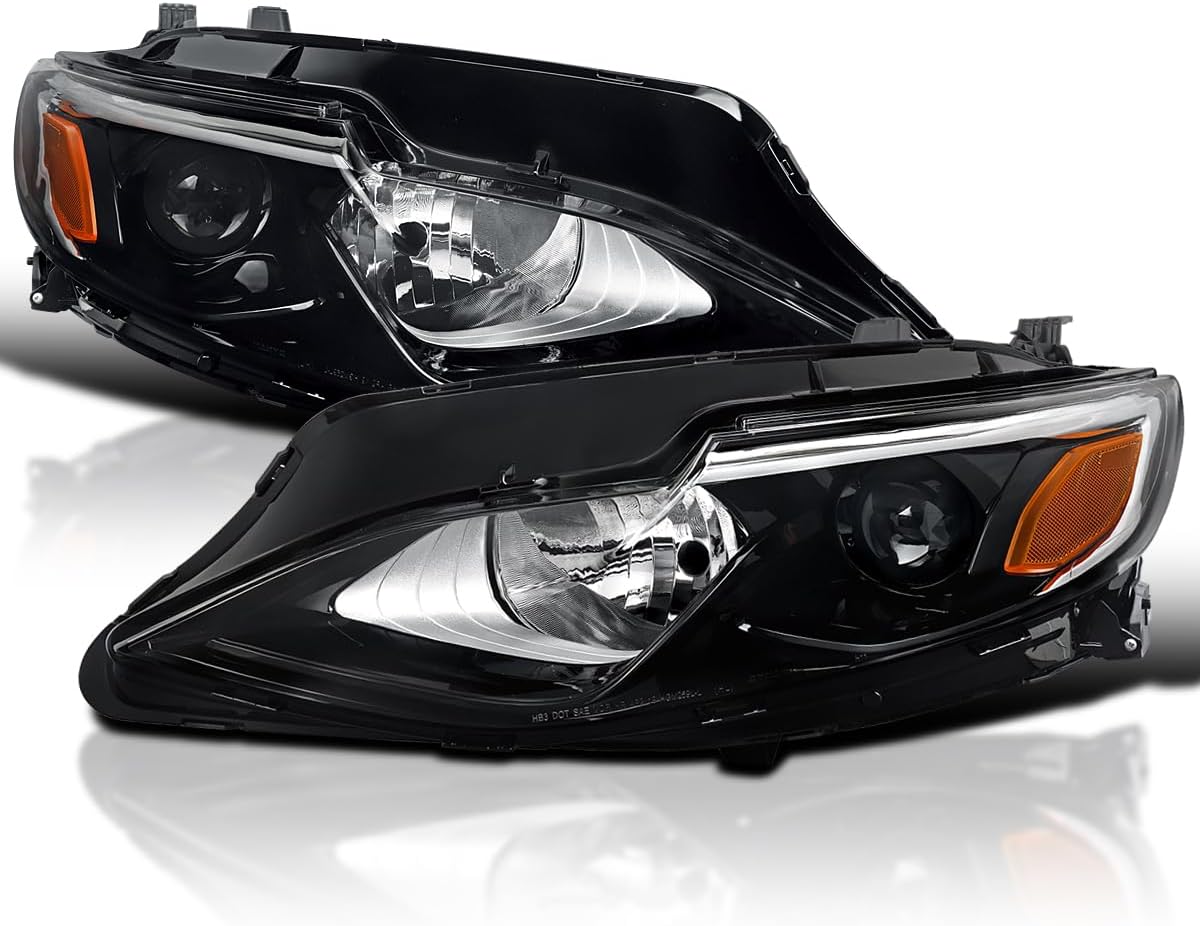 SPEC-D TUNING Glossy Black Smoke Projector Headlights Compatible with 2019-2024 Chevy Malibu, Left + Right Pair Headlamps Assembly