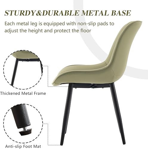 Miniatura 4 de YOUNIKE Juego de 2 sillas de comedor modernas de mediados de siglo para cocina, comedor con respaldo alto, tapizado de piel sintética, cómodo,