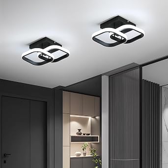 EIDISUNY Modern Ceiling Light LED 22W Cool White Light 6500K Black [Energy Class E]