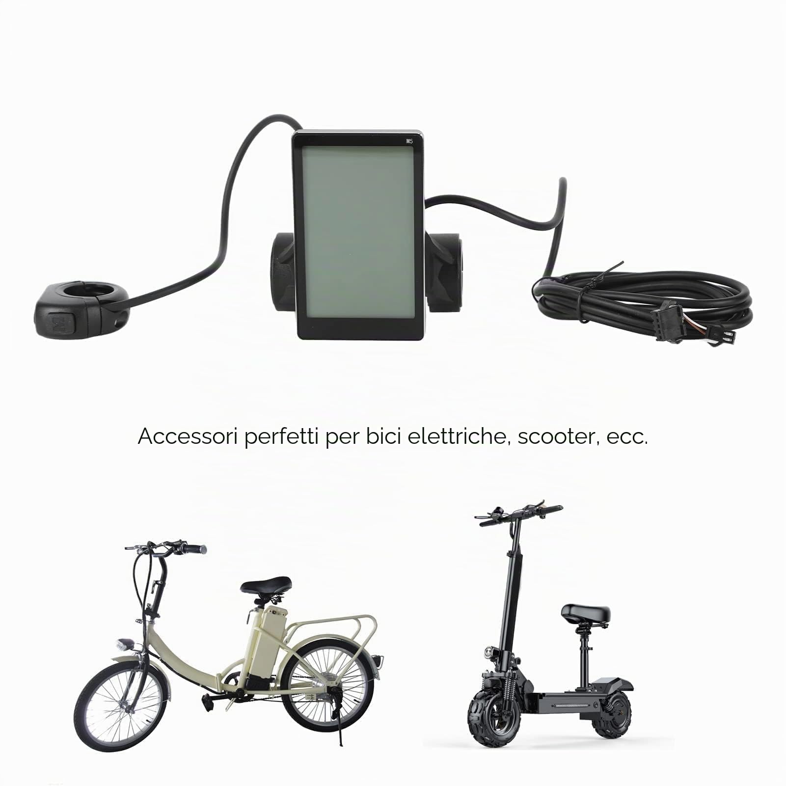 VBESTLIFE Display LCD per Bici Elettrica, DC 24V 36V 48V 60V 64V Schermo LCD Universale M5 per Modifica Bici Elettrica