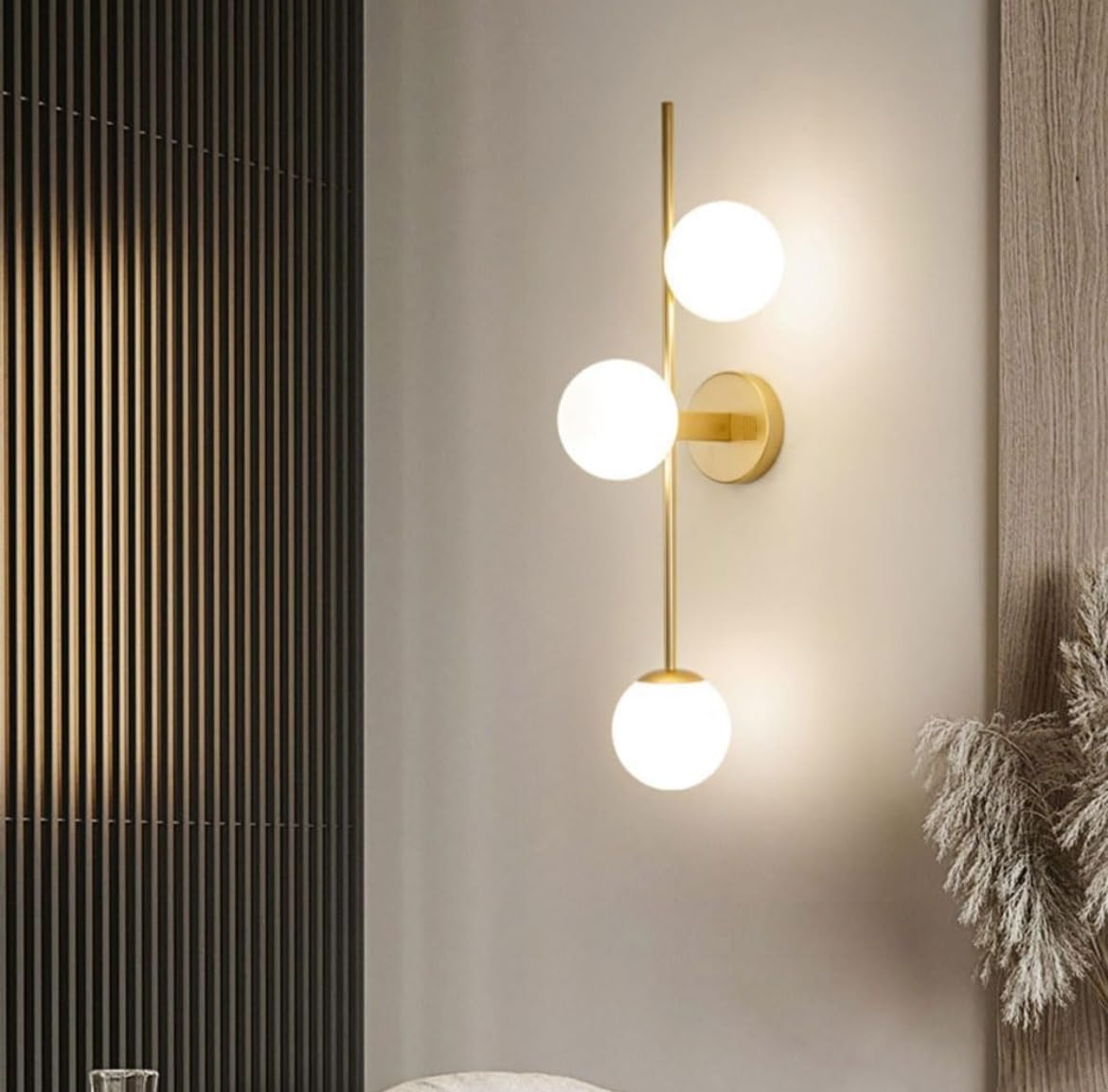 Partenopea Applique vintage in metallo e ampolla in PVC opaco eleganza retrò design classico con porta lampadine G9 per illuminare la parete di casa, bar, ristorante (3 sfere palle)