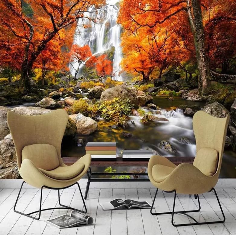 Papier peint panoramique cascade nature 150x105 cm pour decoration de salon