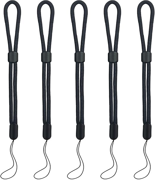 yuntop 5PCS Wrist lanyard, 8.8 inch Hand Wrist Strap Lanyard, Adjustable Nylon Wristlet Straps for Cell Phone, Camera, GoPro, PSP, USB Flash Drives, Flashlight (Black)