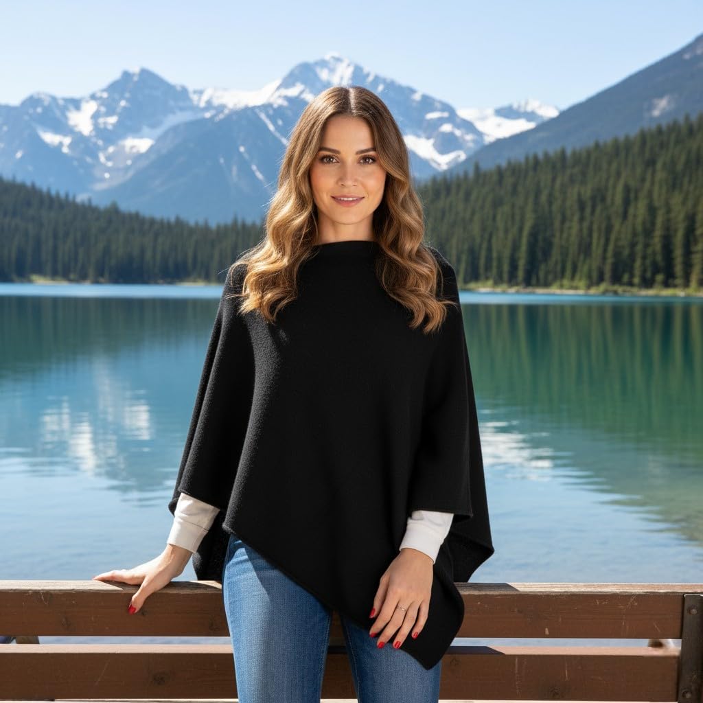 Poncho Misto Cashmere Donna Made in Italy