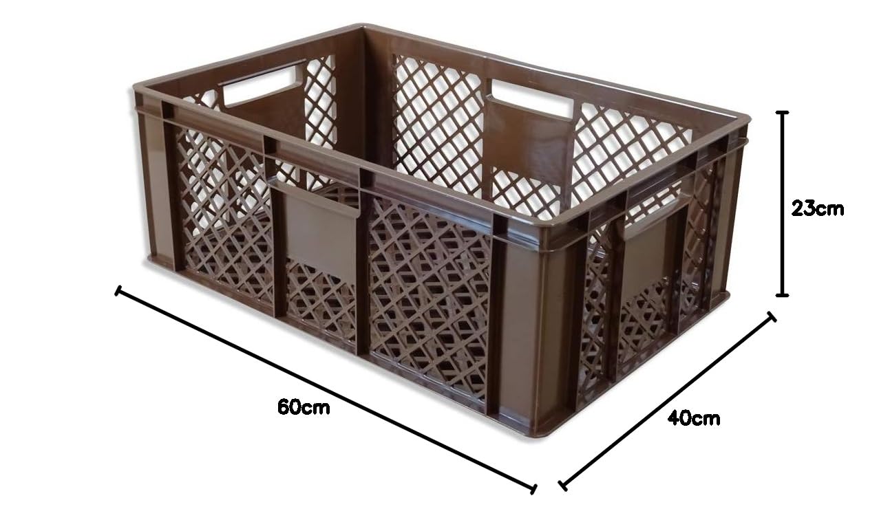 kanister-vertrieb® 5er SET Bäckerkisten 600x400x230mm, Bäckerkiste, Brotkiste, Brotkörbe, Brötchenkiste, Aufbewahrungsbox offen, 60x40x23cm, Stapelbehälter, Eurobehälter, Stapelkisten braun