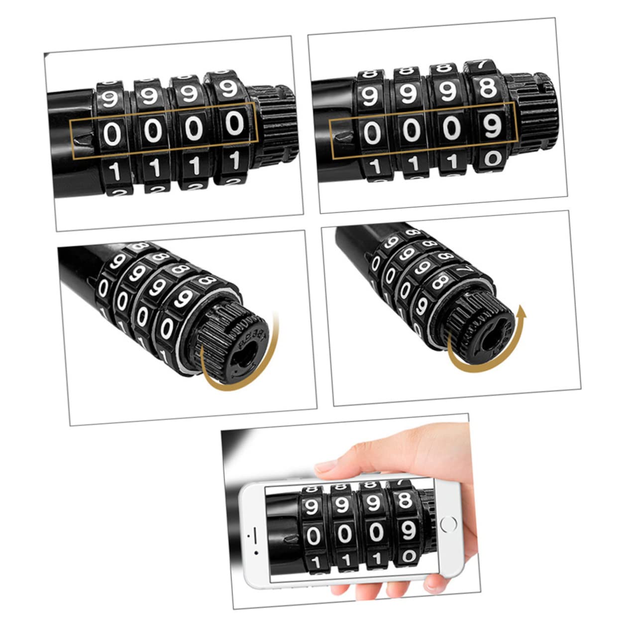 ibasenice 3pcs Helmet Lock Password Unlocking Anti-Theft Bike Lock Portable Compact for Bike Lover