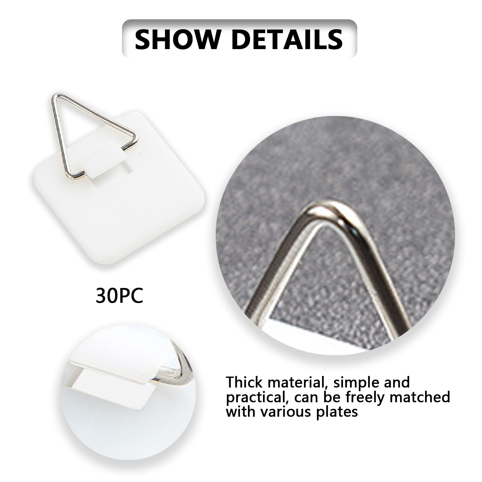 Ganci Per Quadri Adesivi 30 PCS - Ganci per Piatti da Parete Multifunzione Invisibili Verticali per Cucina