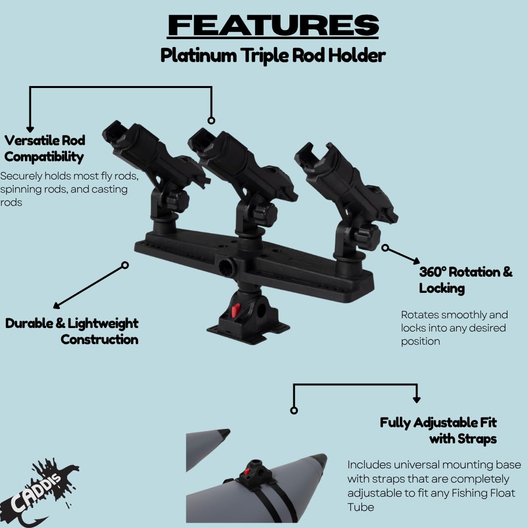 Caddis Sports Rod Holder – Adjustable Fishing Rod Holder for Float Tubes, Pontoon Boats, Fits Fly, Spinning & Casting Rods by Caddis : Sports & Outdoors