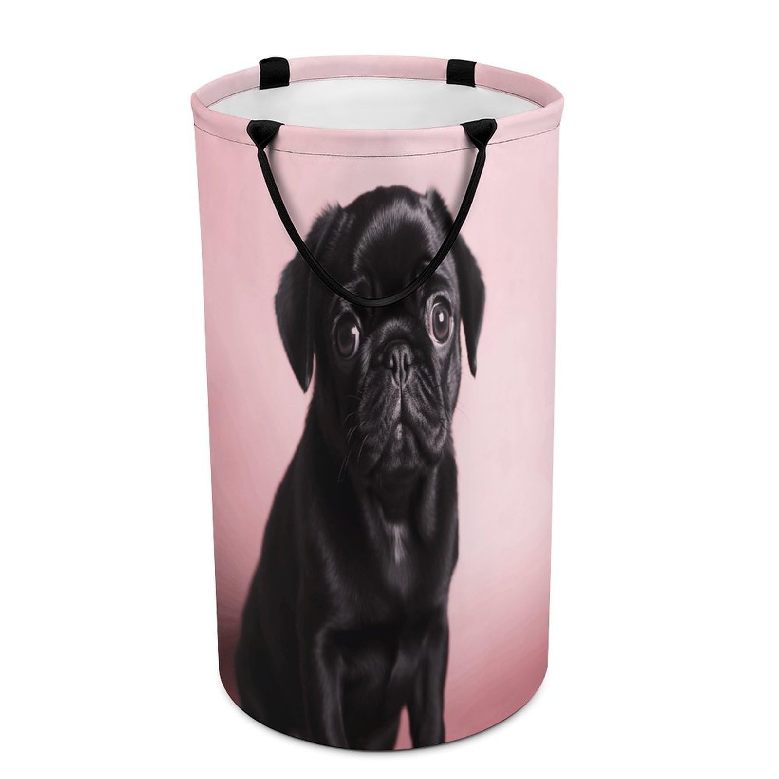 Cute Black Pug Dirty Clothes Basket Large Capacity Laundry Basket Freestanding Laundrys Hampers Tall Collapsible Clothes Hamper for Blankets Toys