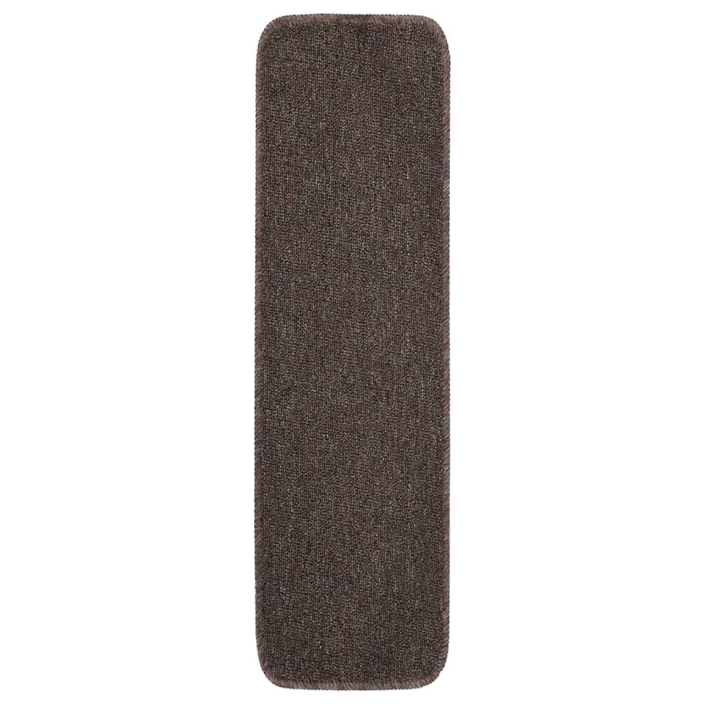 vidaXL 15x Alfombrillas de Escalera Antideslizante Autoadhesiva Protector Alfombra Peldaños Adhesivos Decoración Amortiguación Marrón 75x20 cm