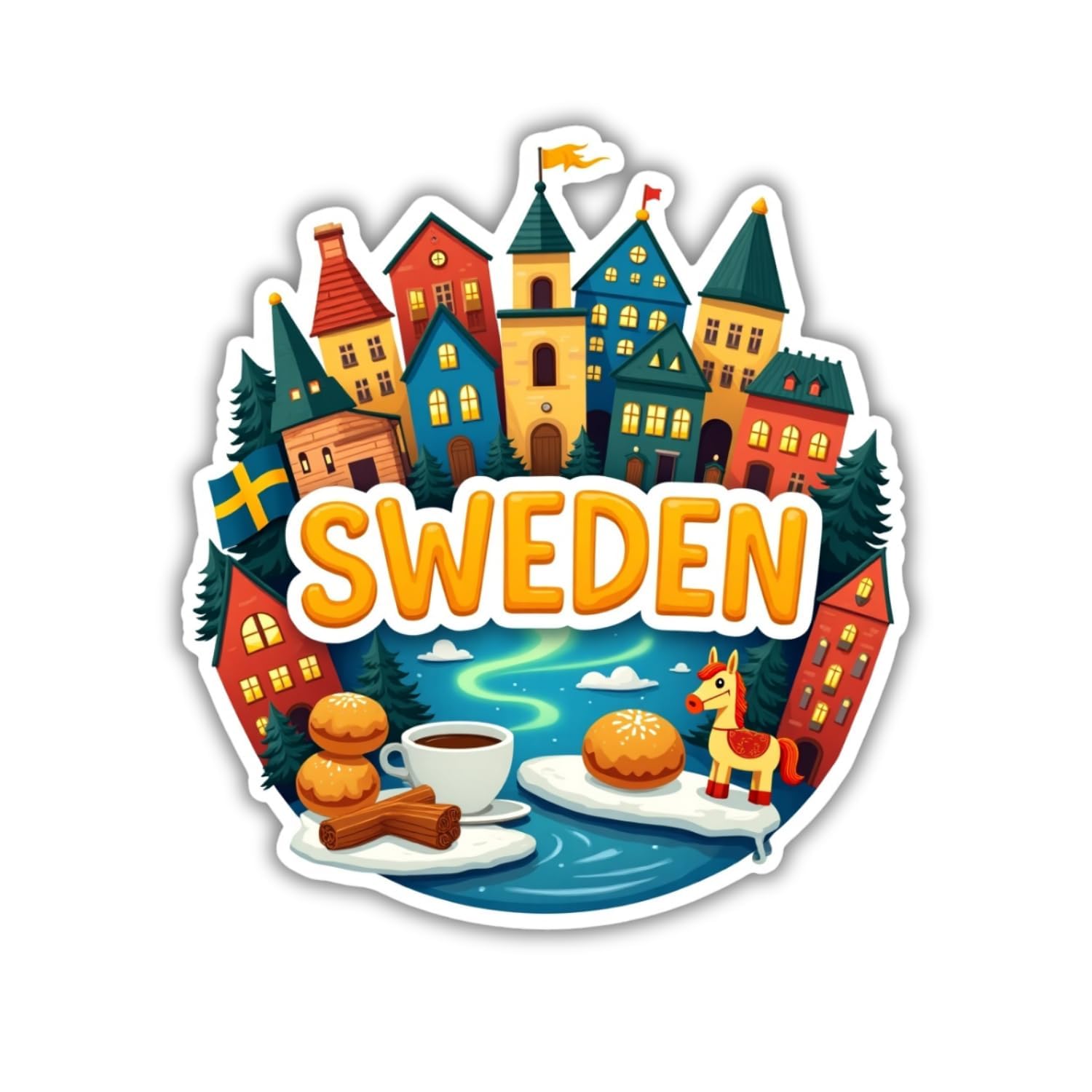 Zesta Wooden Fridge Magnets Set | Refrigerator Decor Magnets for Kitchen | India Souvenir Fridge Magnet Collection | Wooden Magnet for Fridge Door Decoration (Swedan)