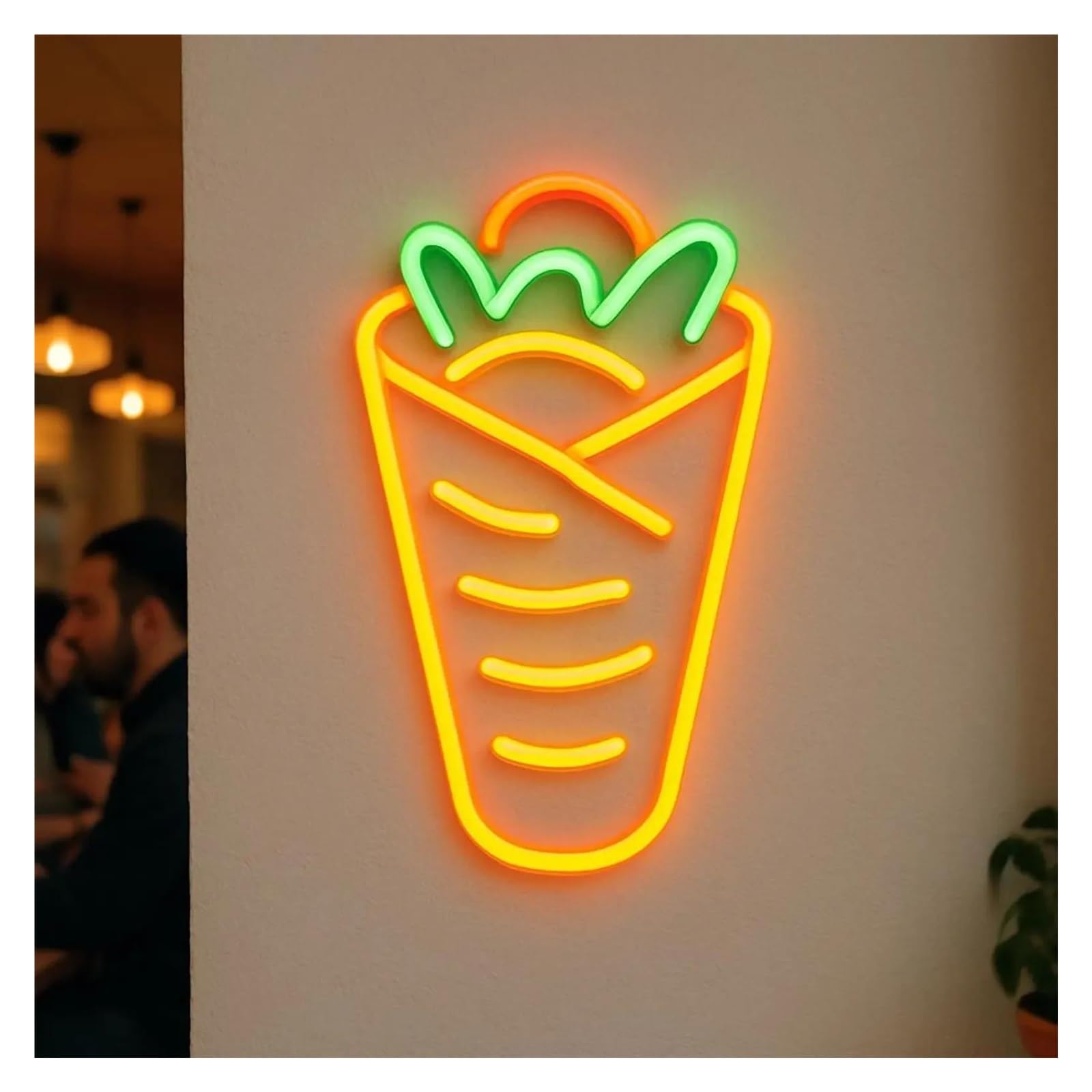 RONGCH Hanging Art Signs Burrito Neon Sign, Restaurant Creativity Cooking Display Light USB Powered Dimmable Food Truck Atmosphere 38cm(Style 4)