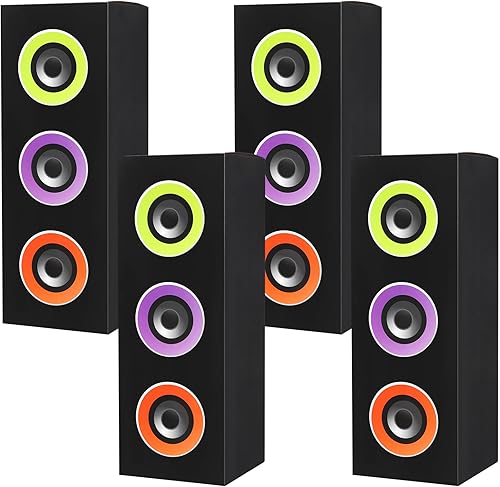 4 piezas de decoraciones de fiesta de los años 80 y 90, recuerdos de fiesta de hip hop, 16.5 x 5.9 x 5.9 pulgadas, cajas grandes de papel Boombox