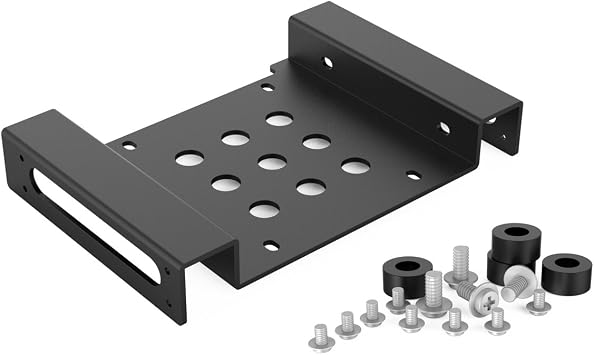 ORICO Aluminum 5.25 inch to 2.5 or 3.5 Inch Internal Hard Disk Drive Mounting Kit with Screws and Shock Absorption Rubber Washer- Black