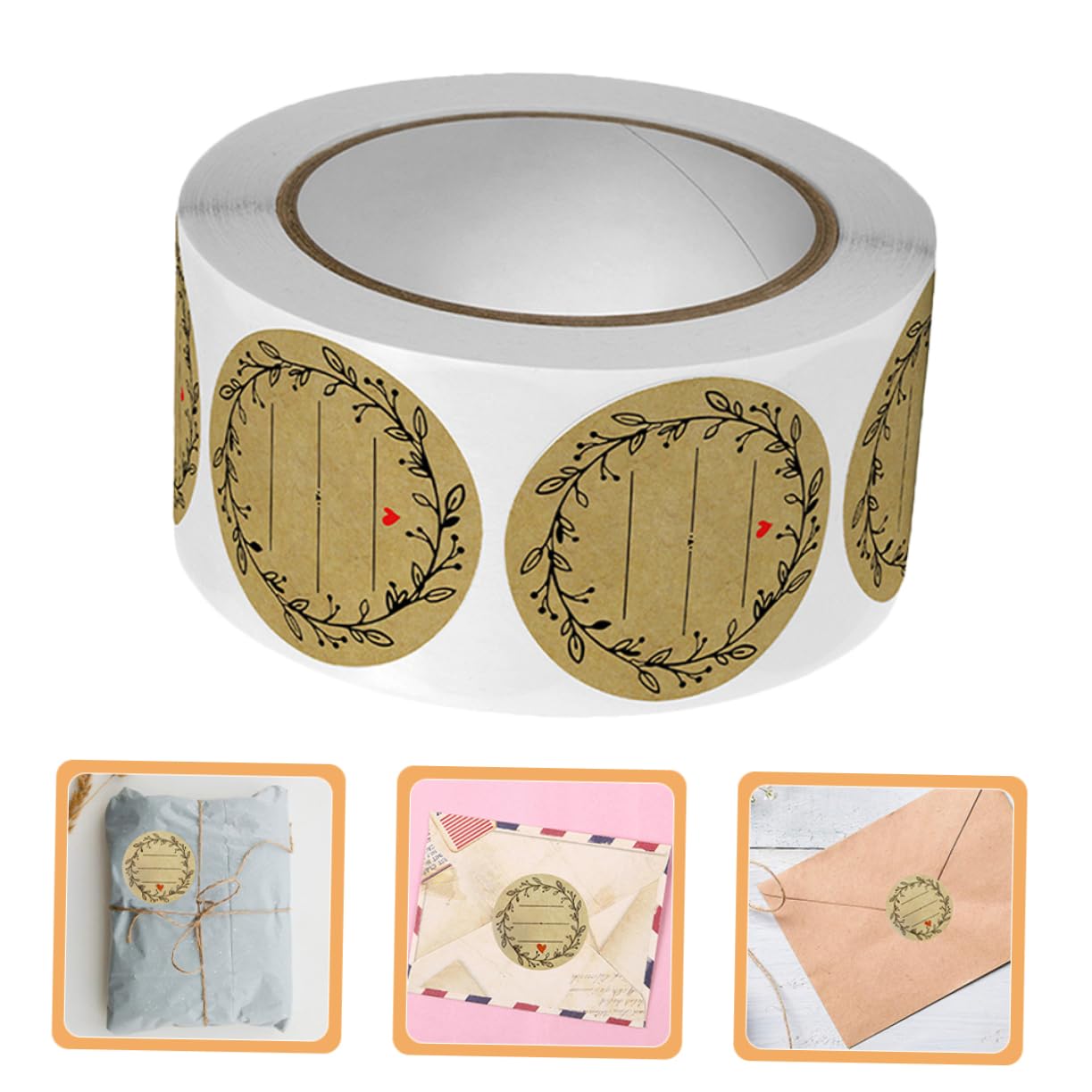 Lurrose 8rouleaux Étiquettes Autocollantes Pour Boulangerie De Stickers Décoratifs Kraft Autocollants Multi-usages Pour De Cookies Et De Fête