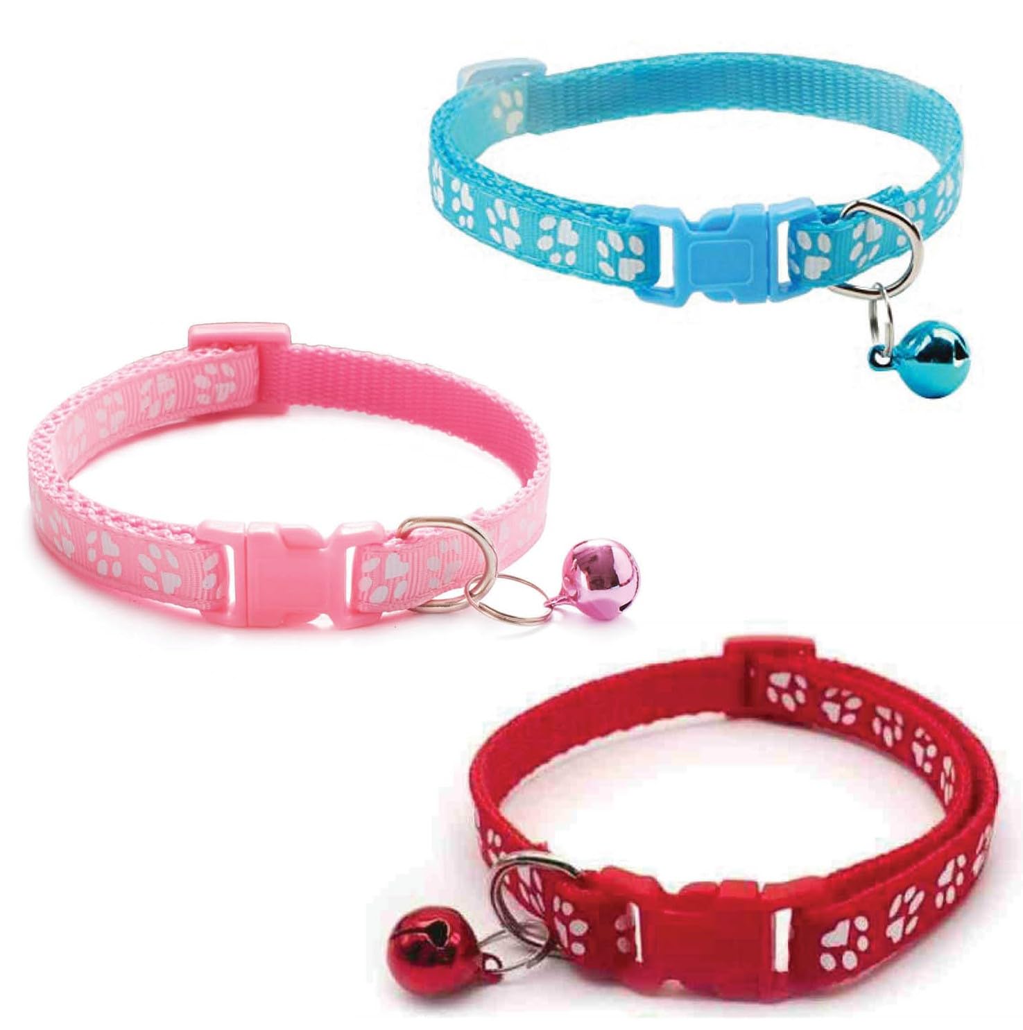 Litvibes Cat Collars Set of 3 with Bell,Kitten & Small Dogs Soft Adjustable Collar Safe,Solid & Protection Breakaway for Cats & Puppies,Cute Kitty with Paw Print-(Light Blue,Light Pink,Red) (B0D1CH5KQP) Amazon Price History, Amazon Price Tracker