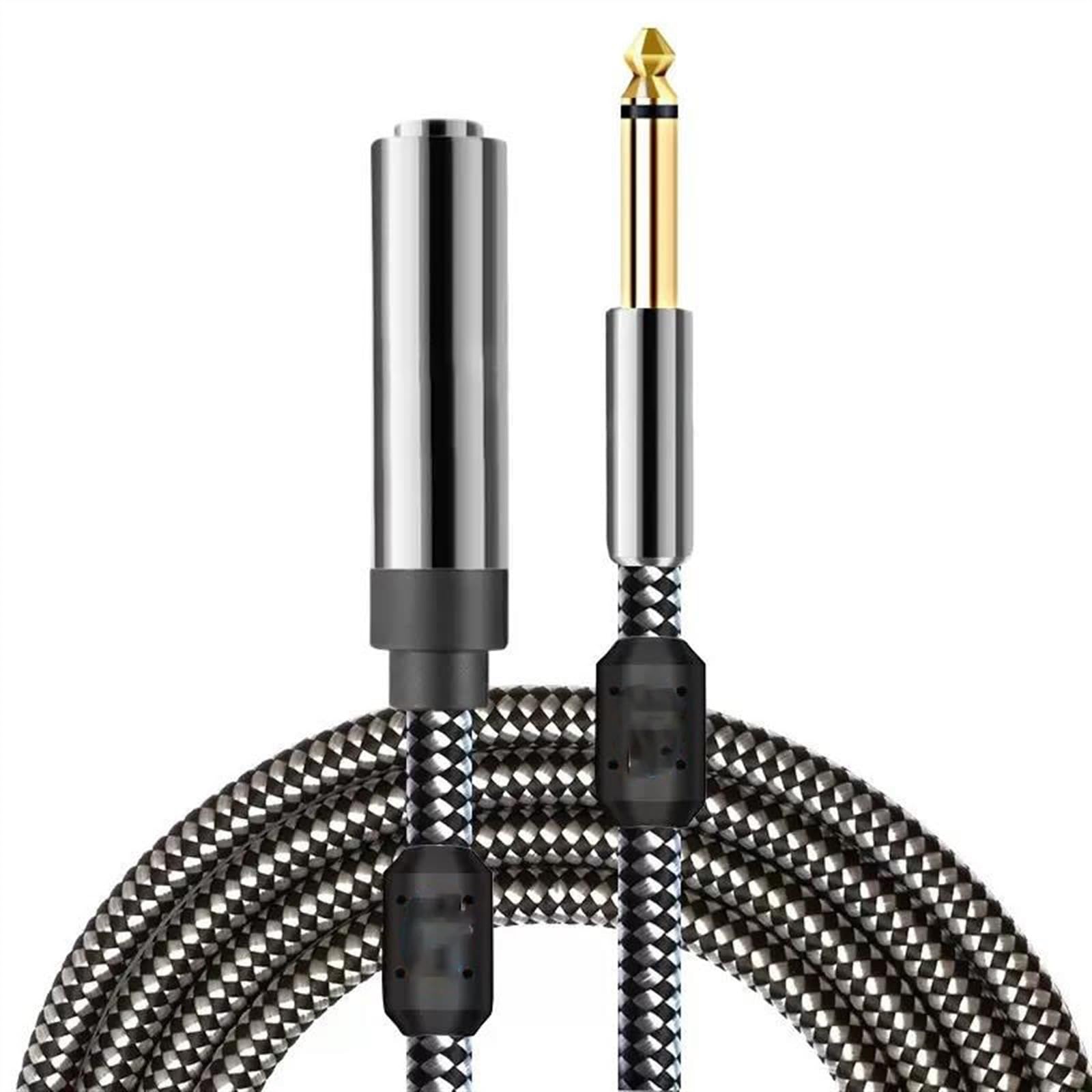 TSTS Cavo Strumento per Chitarra Cavo Di Prolunga Premium 6.35 Da 1/4 Di Pollice TS Jack Maschio A Femmina Cavo Per Microfono Per Chitarra Mixer Console(White-straight,8meter)