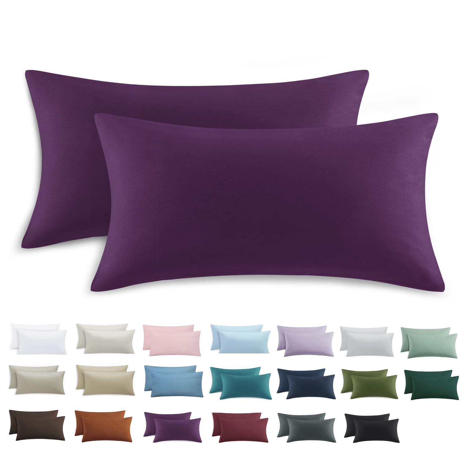 Tifschlaf Kissenbezug 40 x 80 2er Set - Kopfkissenbezug 40x80 Lila mit Reißverschluss aus Mikrofaser Weich, 40x80cm Violett Pillow Case