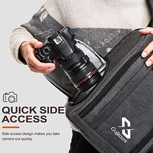 Golkcurx Camera Bag For Dslr/Slr Cameras，Camera Backpack Waterproof For Photographers Dark Grey S #TOP4