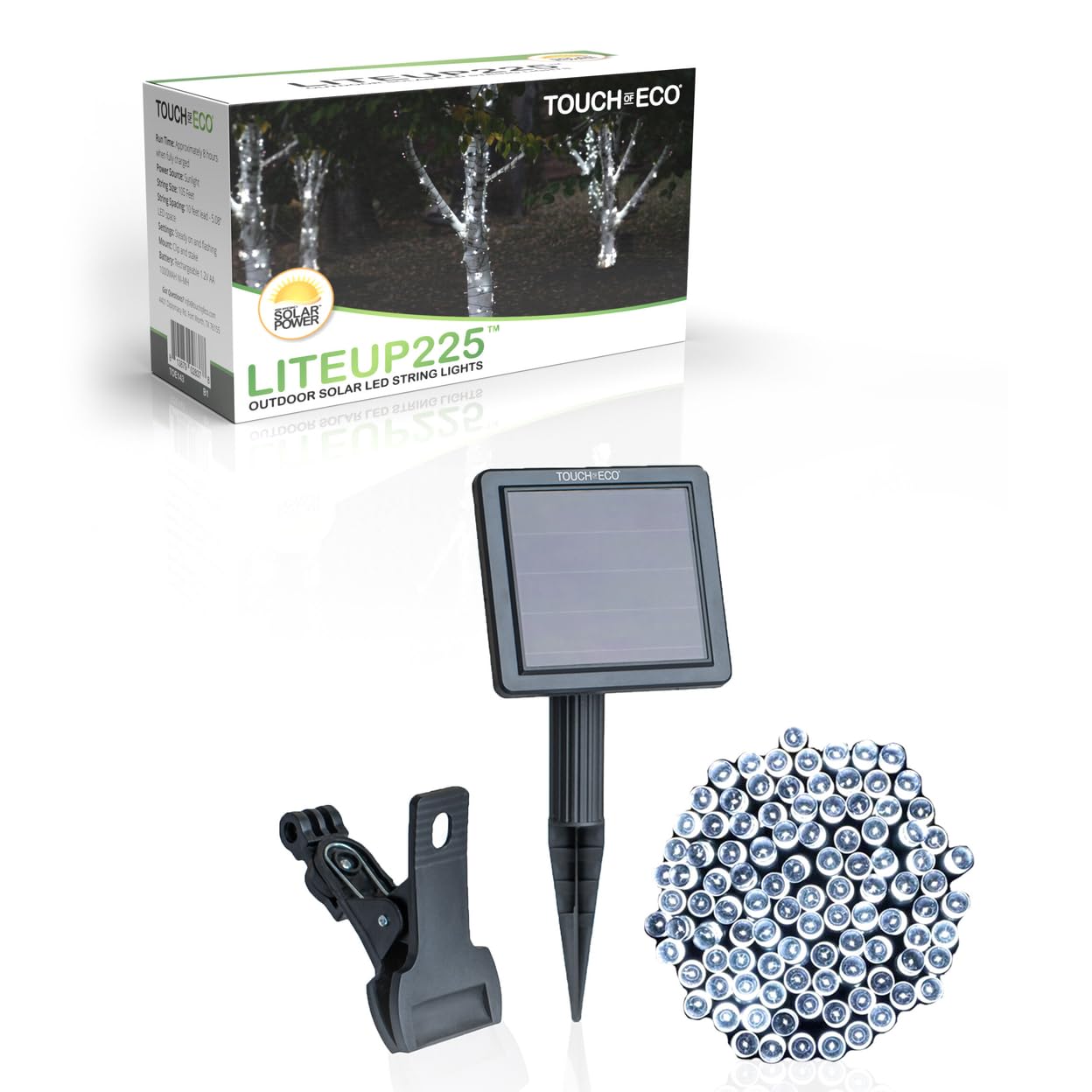 Touch of ECO Square Solar Outdoor 4 LED Lunalite, White (Pack of 2)