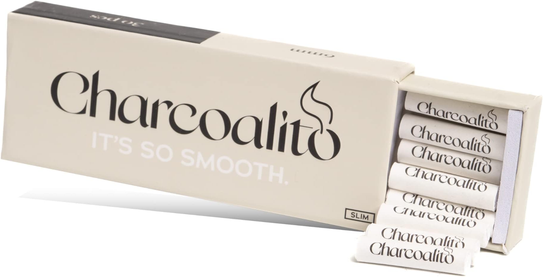 Charcoalito Activated Charcoal Filter Tips - Activated Carbon Filter Tips, Naturally Derived and Cleaned Coconut Husk Activated Charcoal, Smooth Natural Flavour, Clog Resistant Airflow (Slim - 6mm)