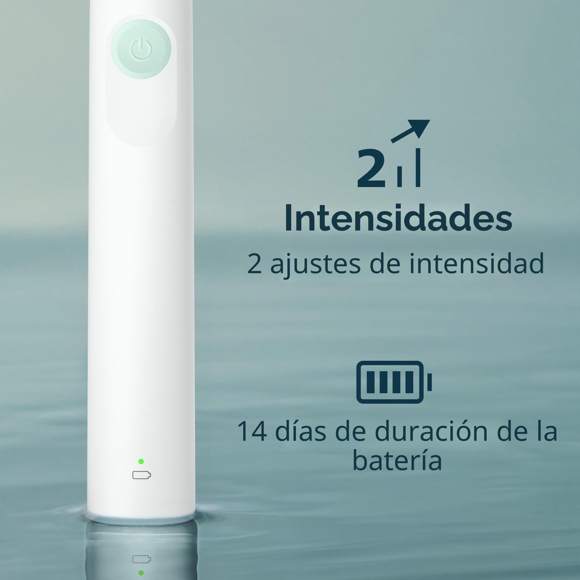 PHILIPS Sonicare 2100 - Cepillo de dientes eléctrico recargable, 1 cabezal de cepillo, color blanco | 200% más de eliminación de placa, 2 ajustes de cepillo, temporizador guiado de 2 minutos, batería de 14 días, HX3661/04