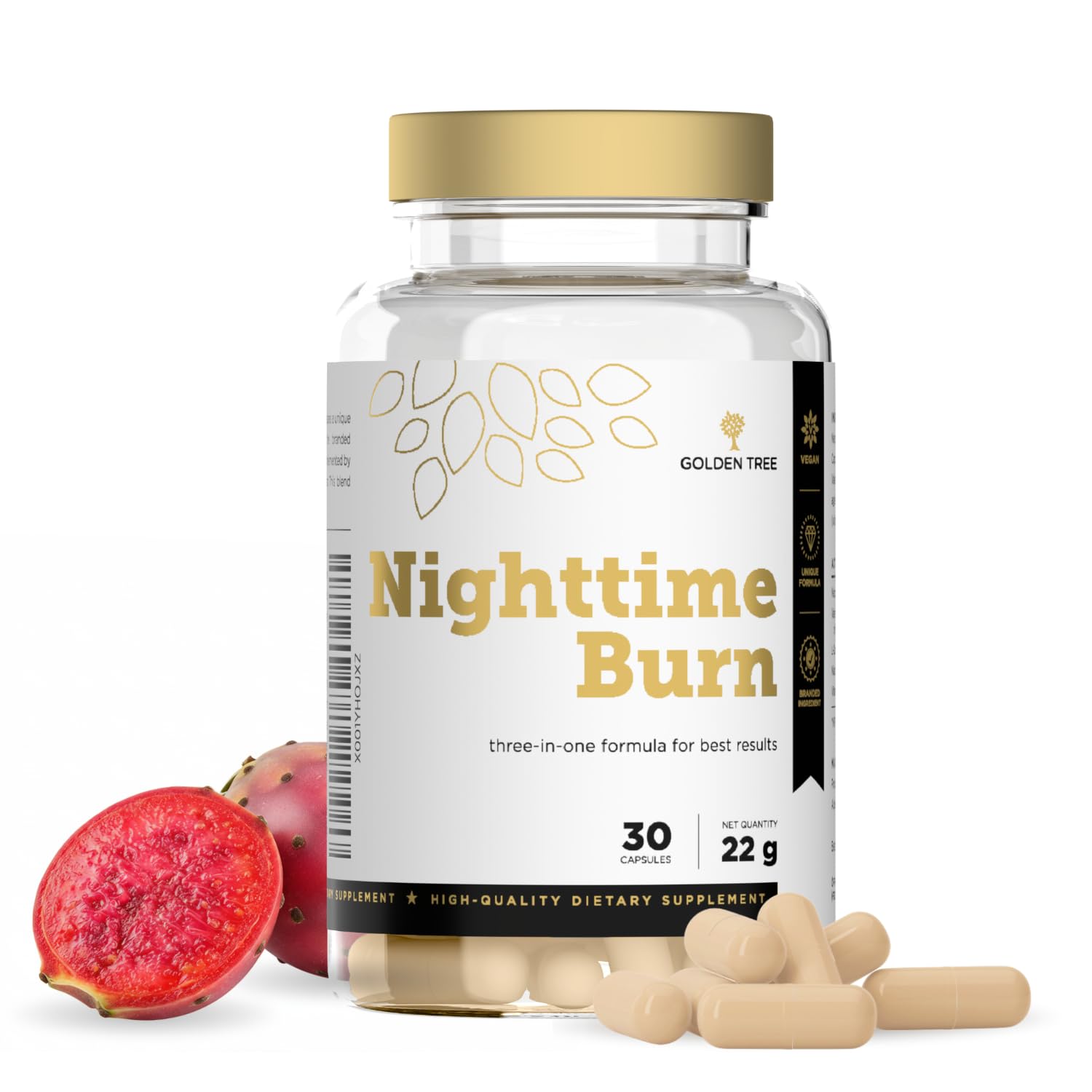 l carnitina antes de dormir Golden Tree Nighttime Burn – Suplemento Fibra con Nopal, Vitamina B3, Vitamina B6, Raíz de Valeriana y L-Carnitina – Sin Cafeína – 30 Cápsulas Veganas : Amazon.es: Salud y cuidado personal
