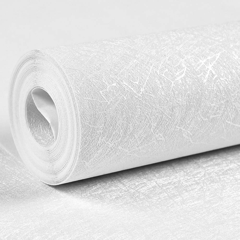 17.7"X 118" White Embossed Wallpaper Thicken Self-Adhesive Removable Wallpaper Peel and Stick for Wall Decoration Paper Wallpaper Easy to Remove Vinyl