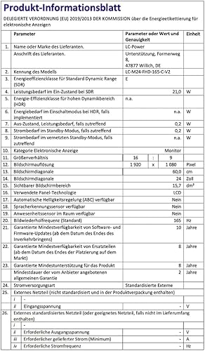 Miniatura 9 de LC-Power Monitor PC, monitor FHD de 24 pulgadas para oficina en casa, resolución de 1920 x 1080, frecuencia de actualización de 75 Hz,