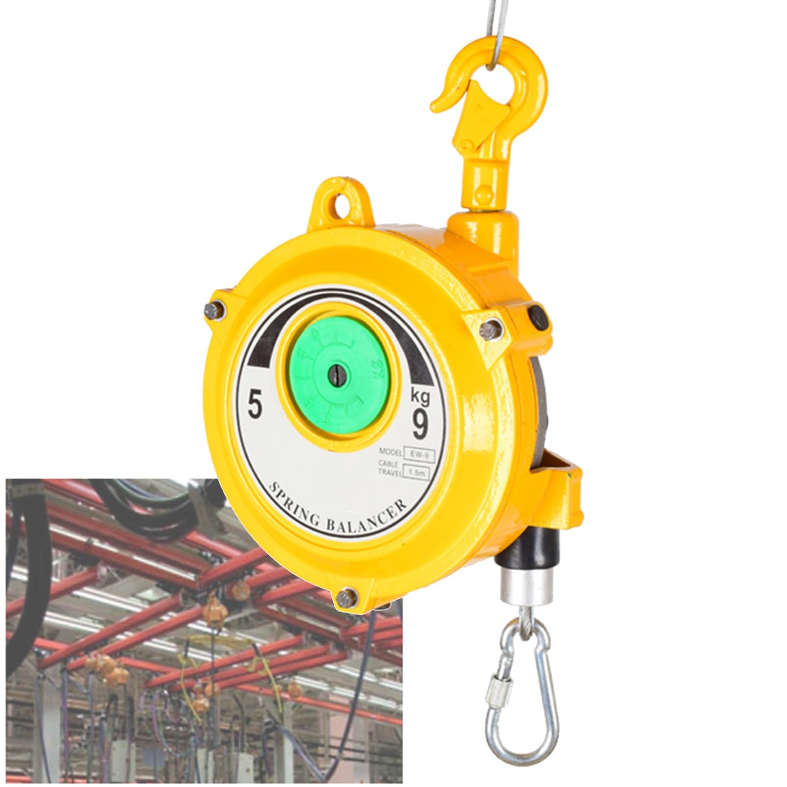 Adjustable Spring Balancer, Retractable Spring Balancer, Hanging Spring Balancer, Spring Balancer Heavy Duty, Retractable Self-Locking Spring Balancer for Factory Workshop Machinery (Size : 5-9kg)
