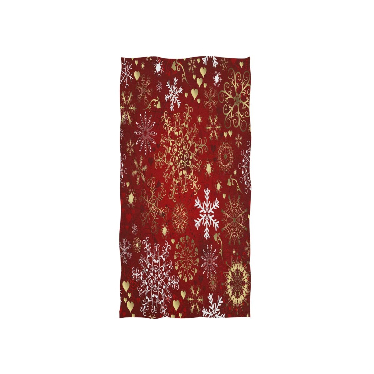 HUYGD Merry Christmas Gold White Snowflake Red Soft Bath Hotel Spa Hand Gym Sport Towel 76 x 38 cm(30 x 15 Inches)