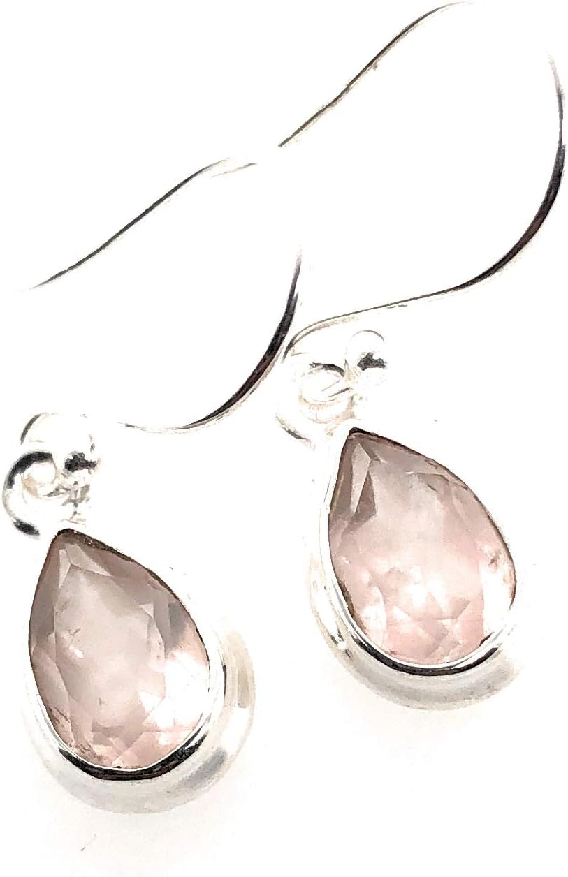 Natural 2ct Pink Rose Quartz 925 Solid Sterling Silver Earrings 25mm - Image 7