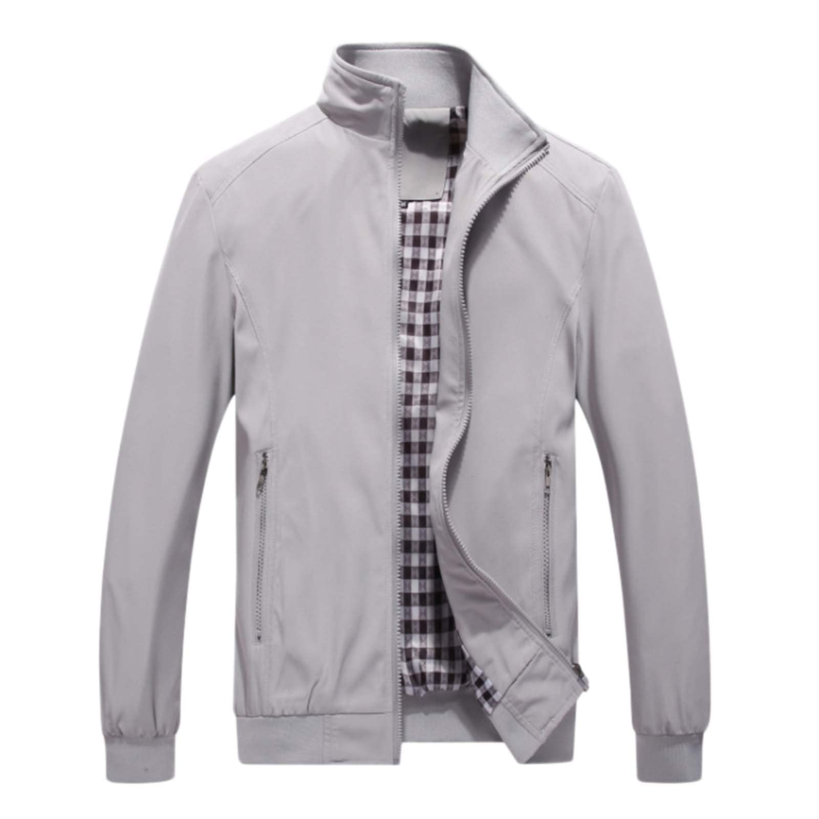 Men's Casual Jacket Tops Solid Color Stand Collar Zipper Cardigan Lightweight Jacket Outerwear Outerwear Home Workwear Zipper Large Pockets Elastic Cuffs