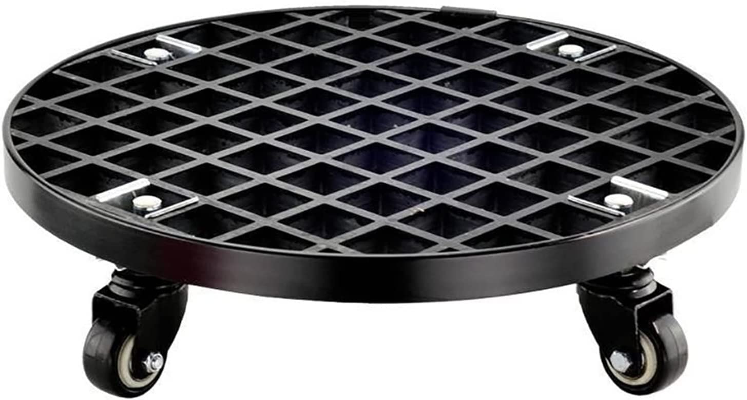 HTDRE Heavy Duty Rolling Plant Pot Stand with Wheels - Metal Flower Caddy Trolley for Large Planters, Garden Saucer Mover, Black Rolling Plant Caddy & Mobile Tray
