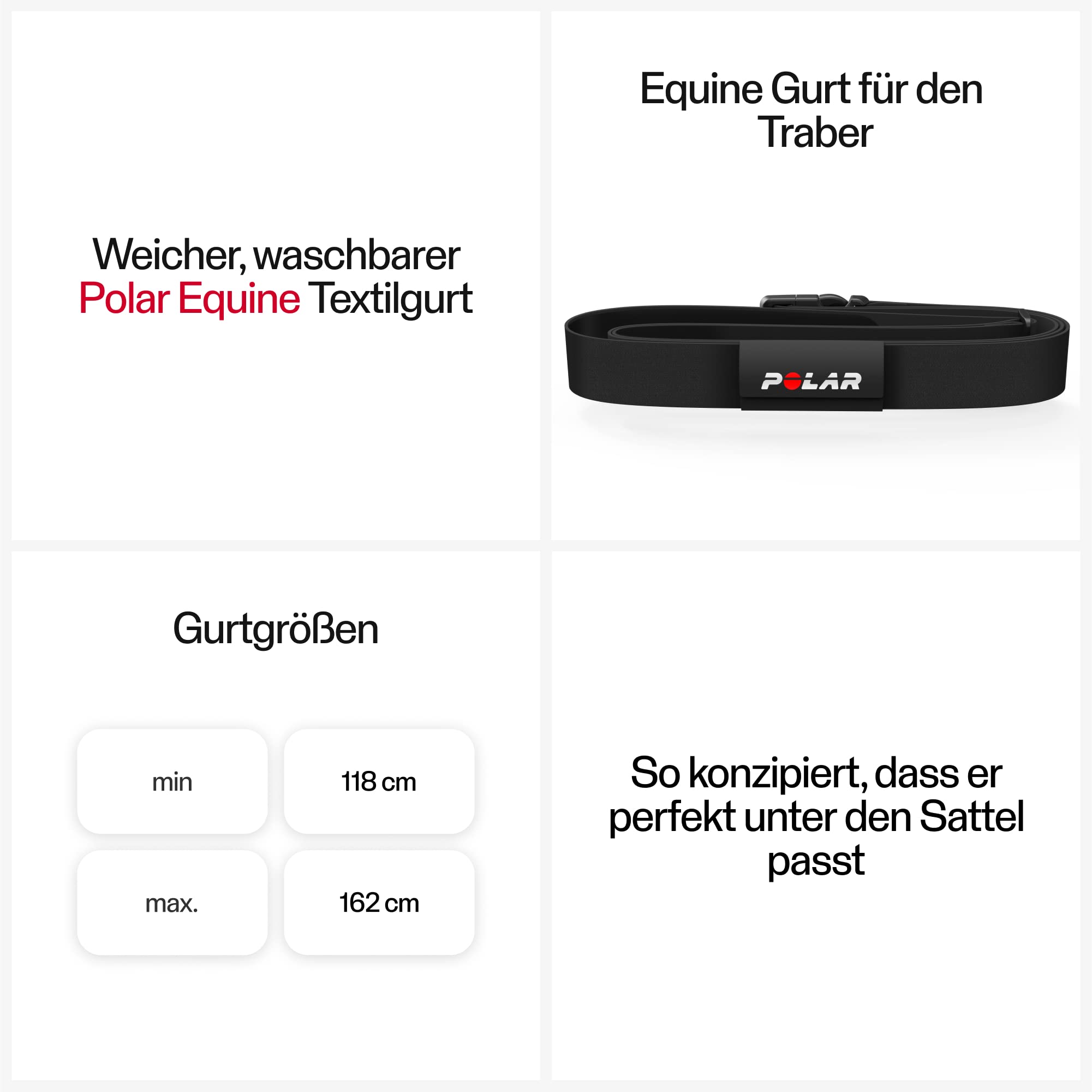 Polar Equine Herzfrequenzmesser für Pferde – H10 Sensor mit wasserdichtem Brustgurt für Trabrennen und Reitsport.
